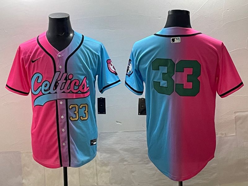 Men 2025 Boston Celtics #33 No Name Blue pink Nike NBA Jersey style 04